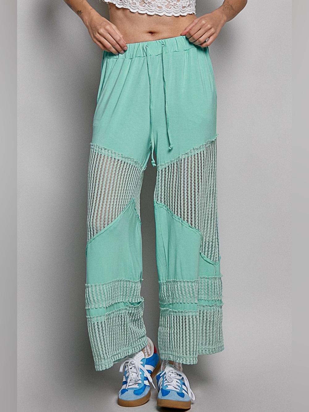 Contrast See Through Elastic Waist Knit
Culottes Pants | Electric Blue